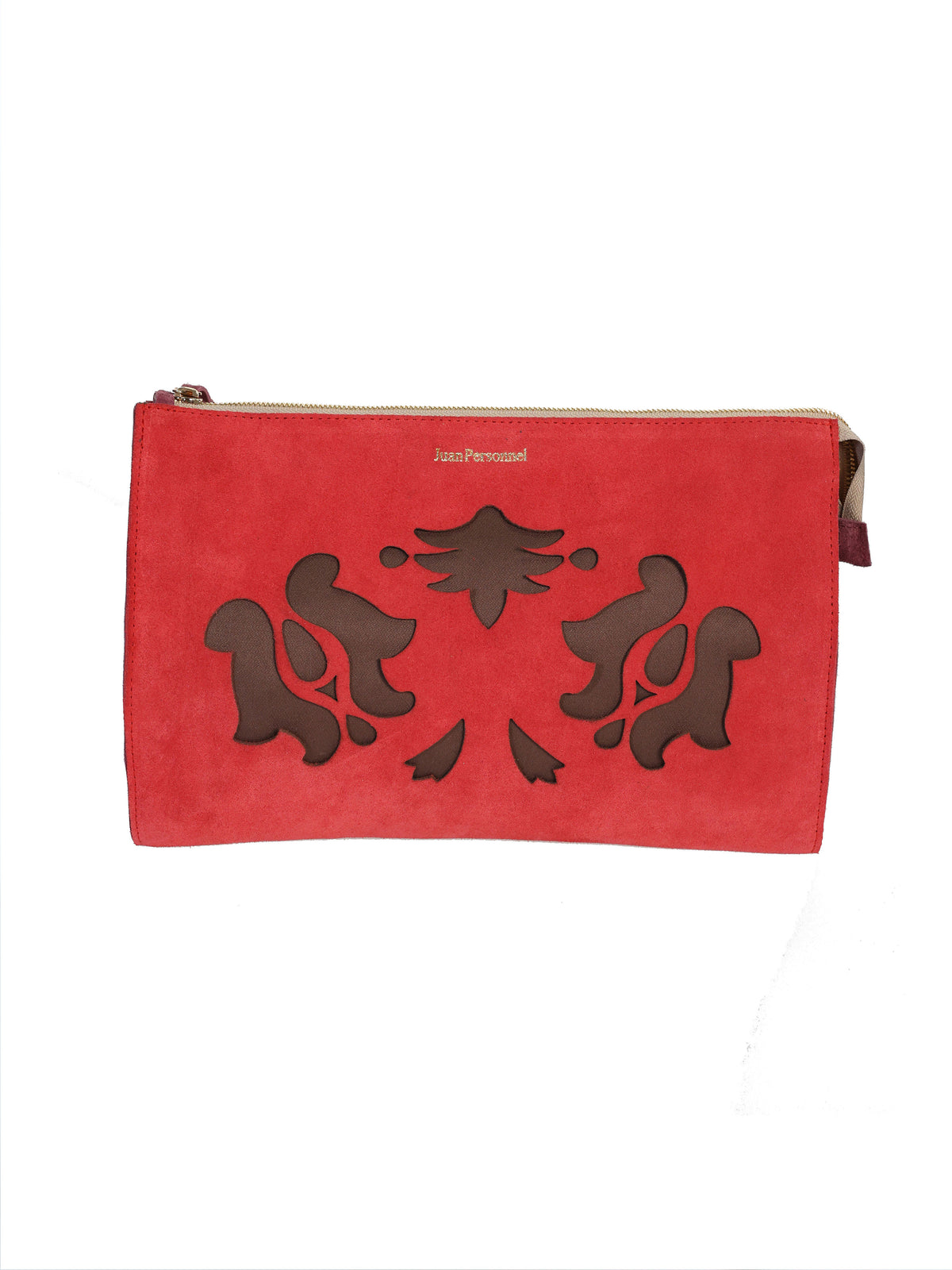 Chili Red Perforated Suede Purse
