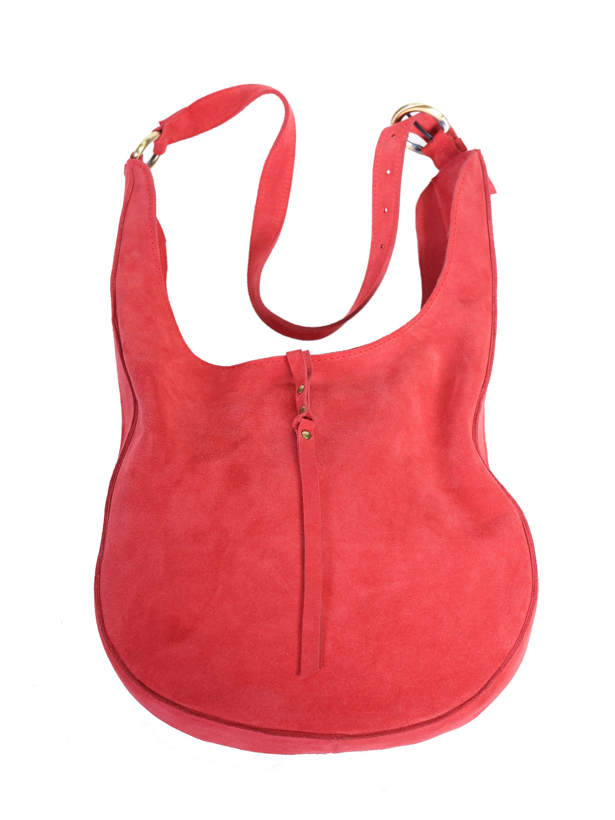 Chili Red Suede Hobo Bag