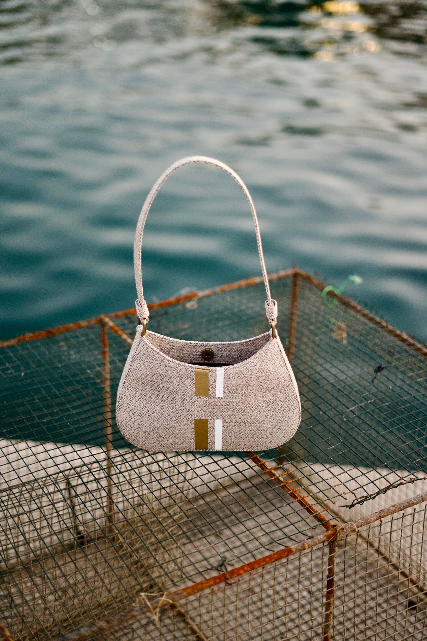 Beige Tweed Baguette