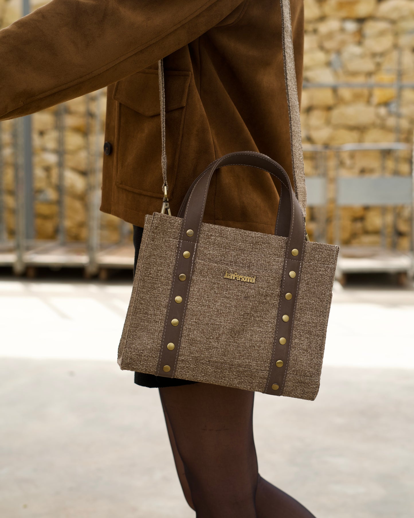 Greige Tweed Tote
