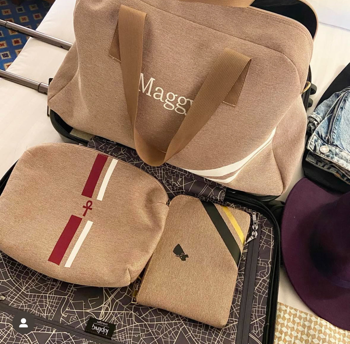 Beige Canvas Luggage
