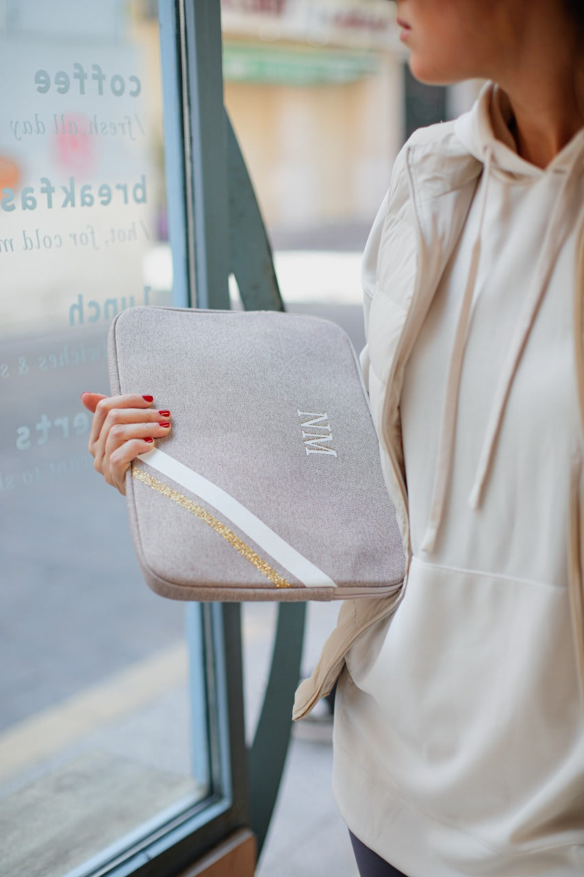 Personalized Beige Canvas Sleeve