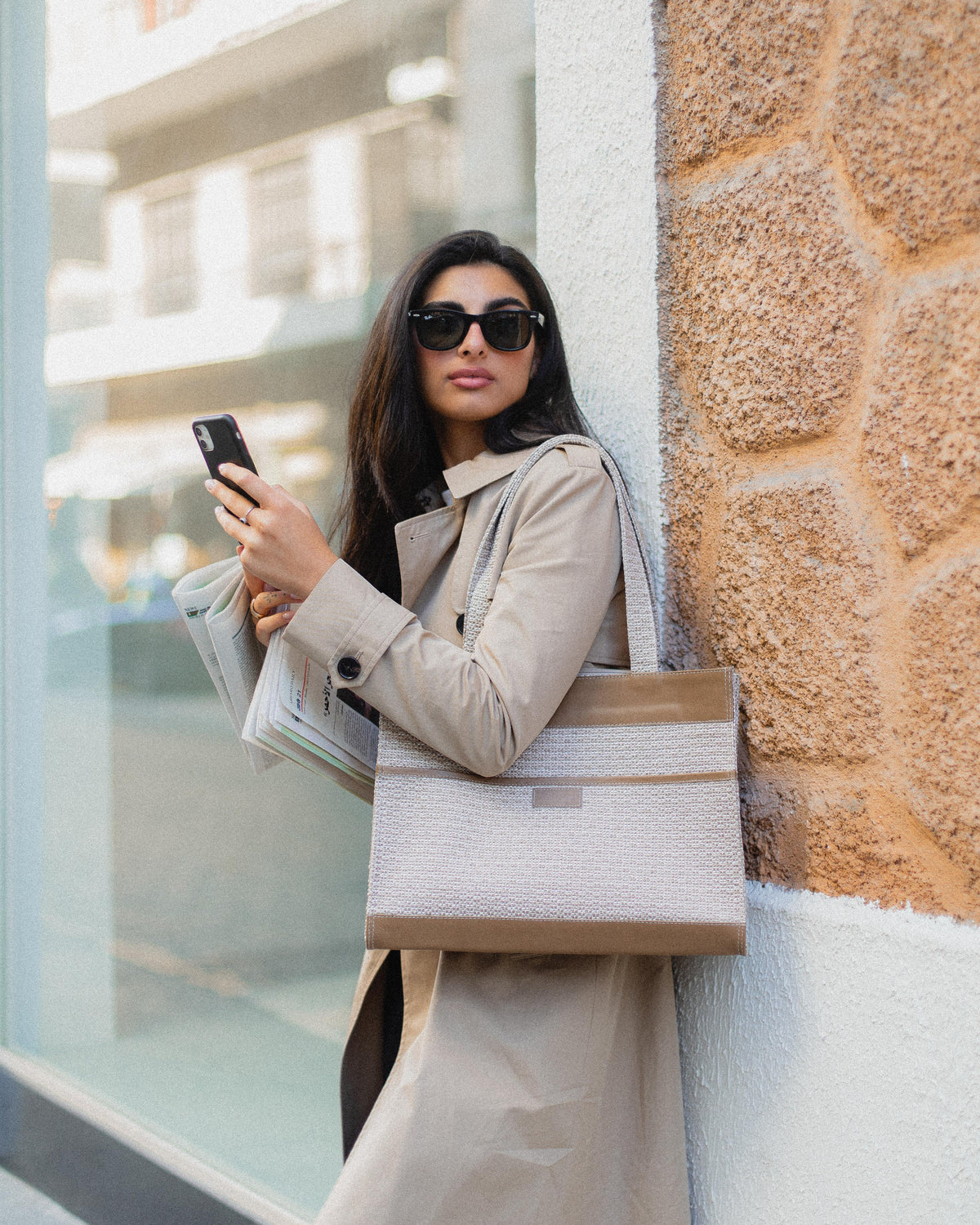 Nude Tweed Tote