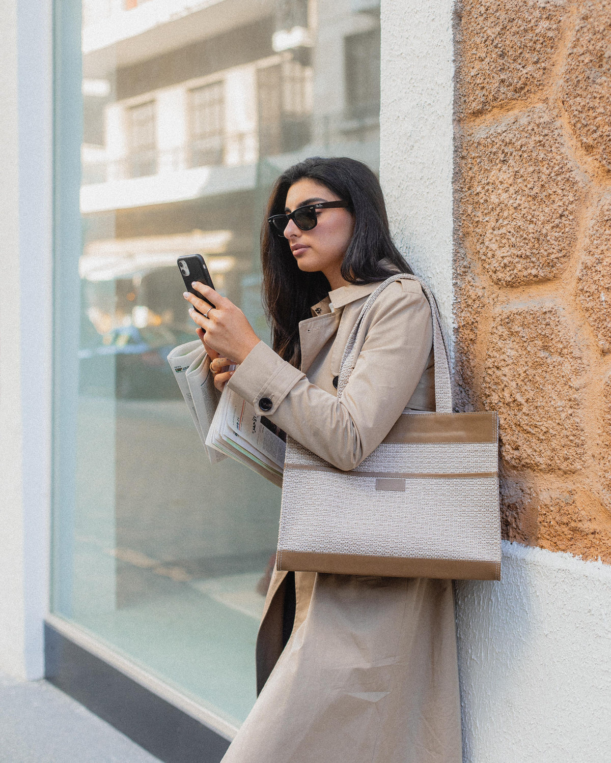 Nude Tweed Tote