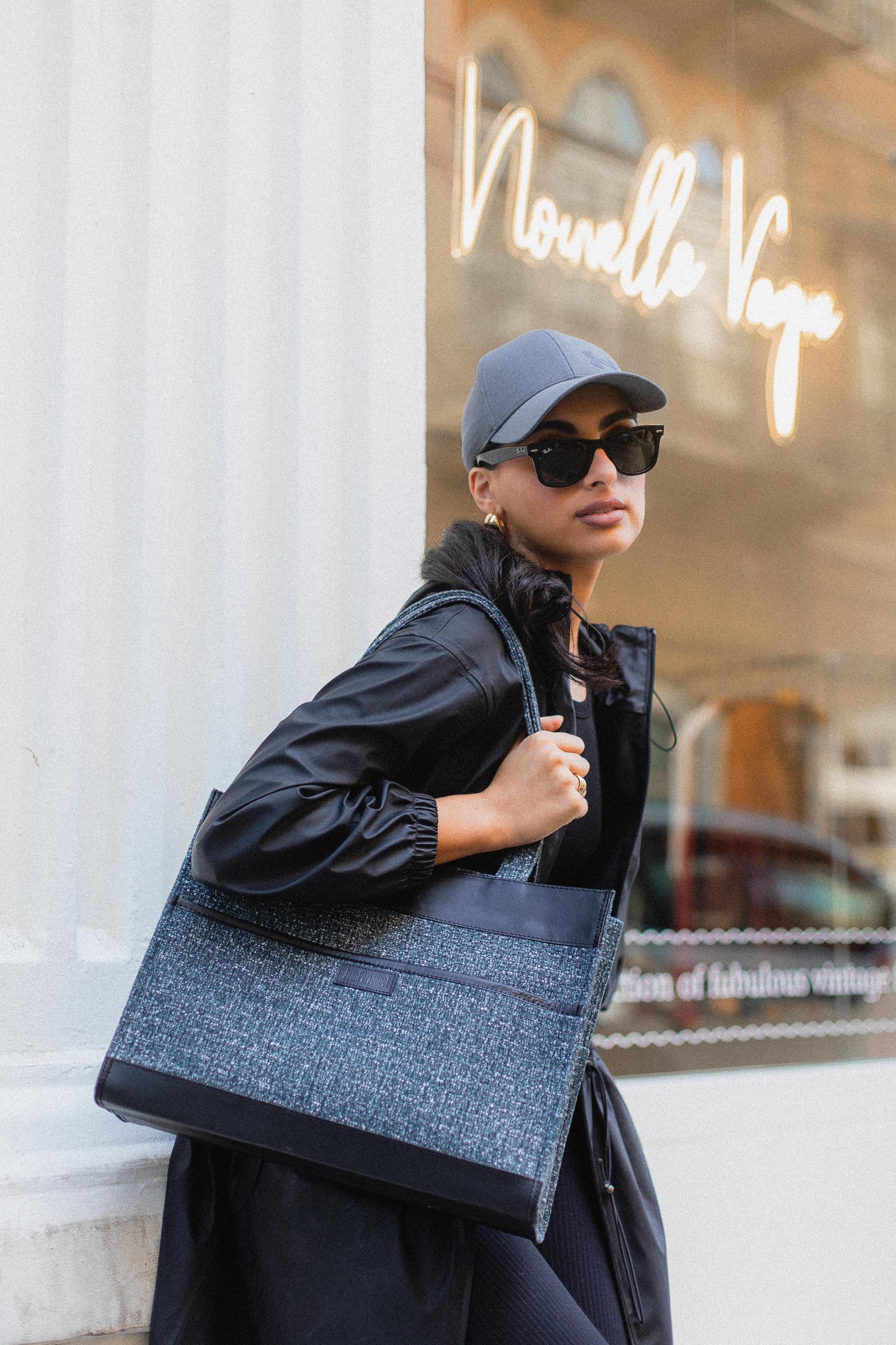 Charcoal Tweed Tote