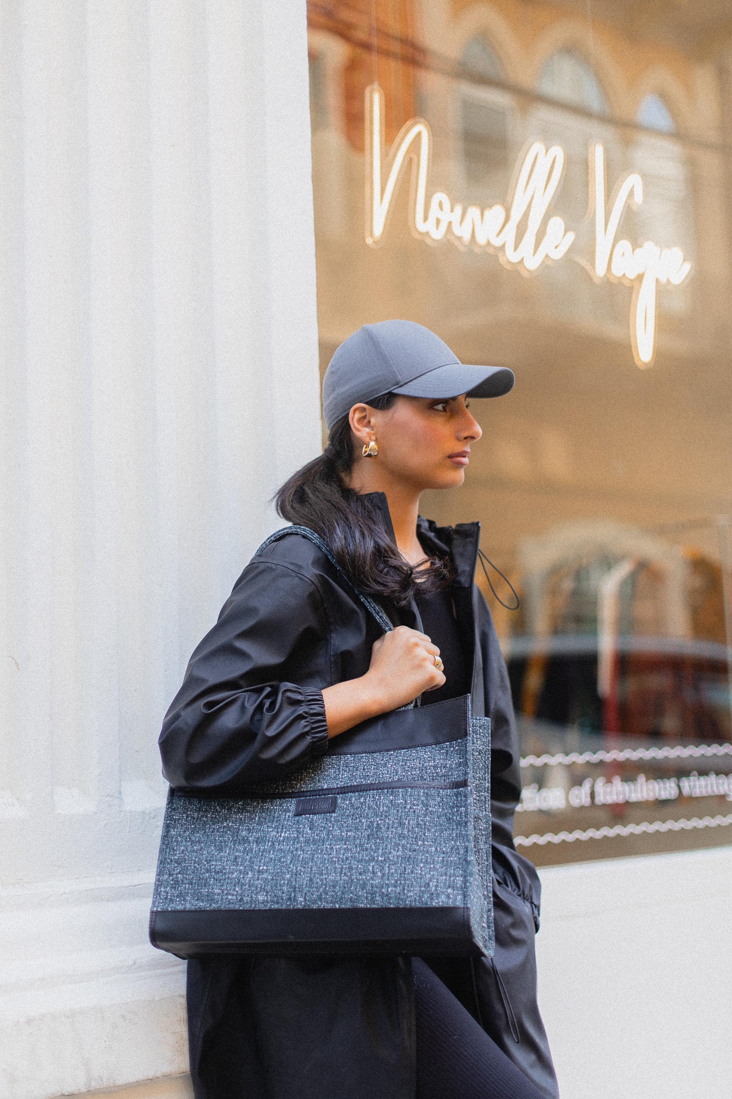 Charcoal Tweed Tote