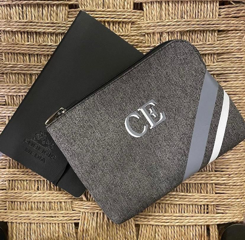 Dark Grey Canvas Clutch