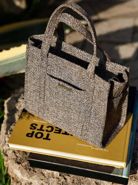 Taupe Tweed Tote