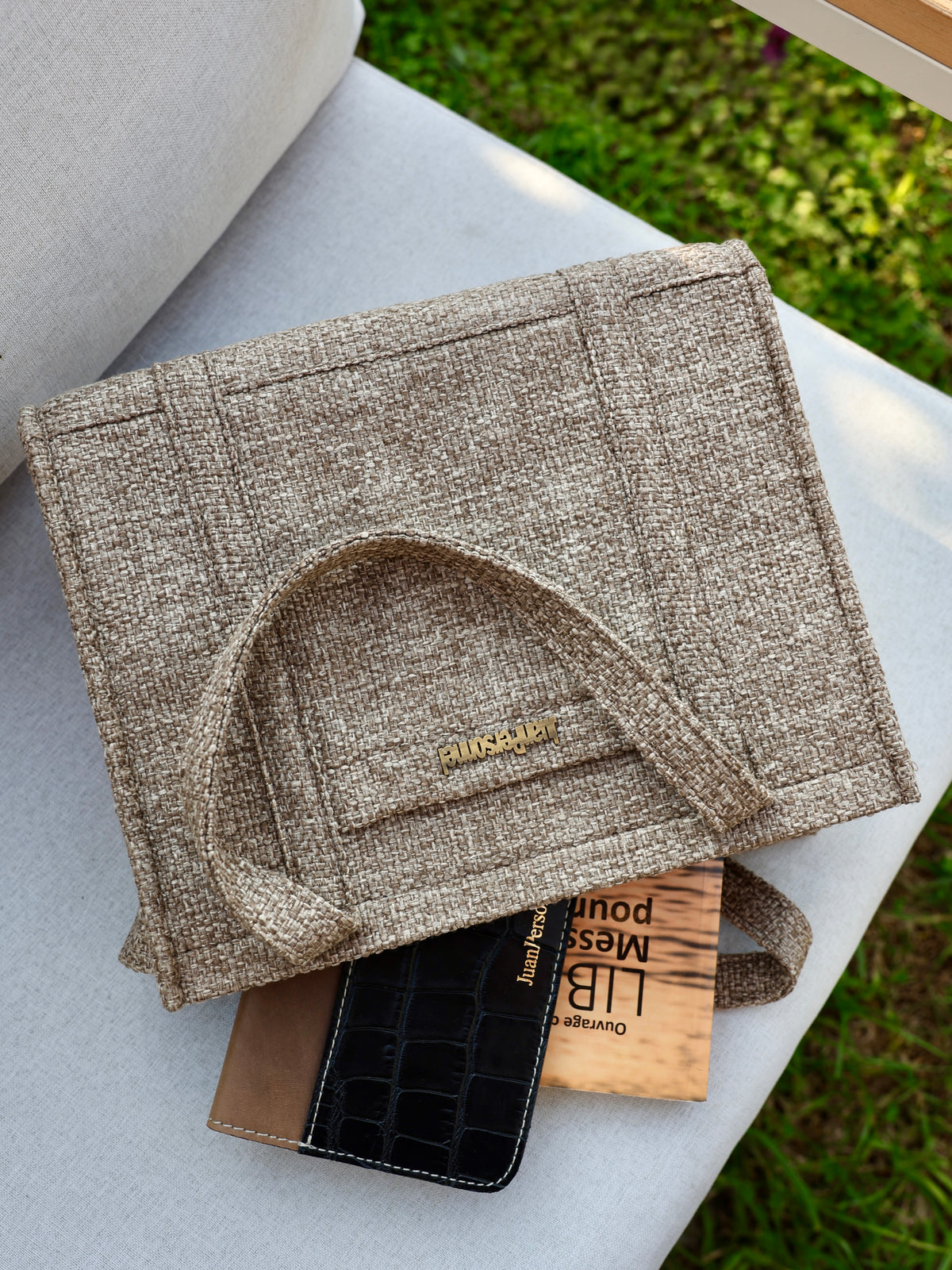 Greige Tweed Tote