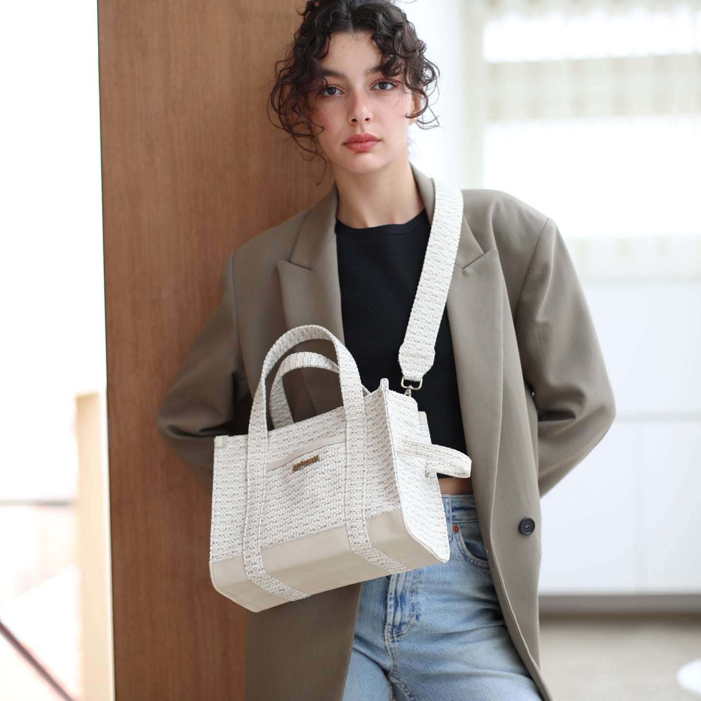 Ivory Tweed Tote