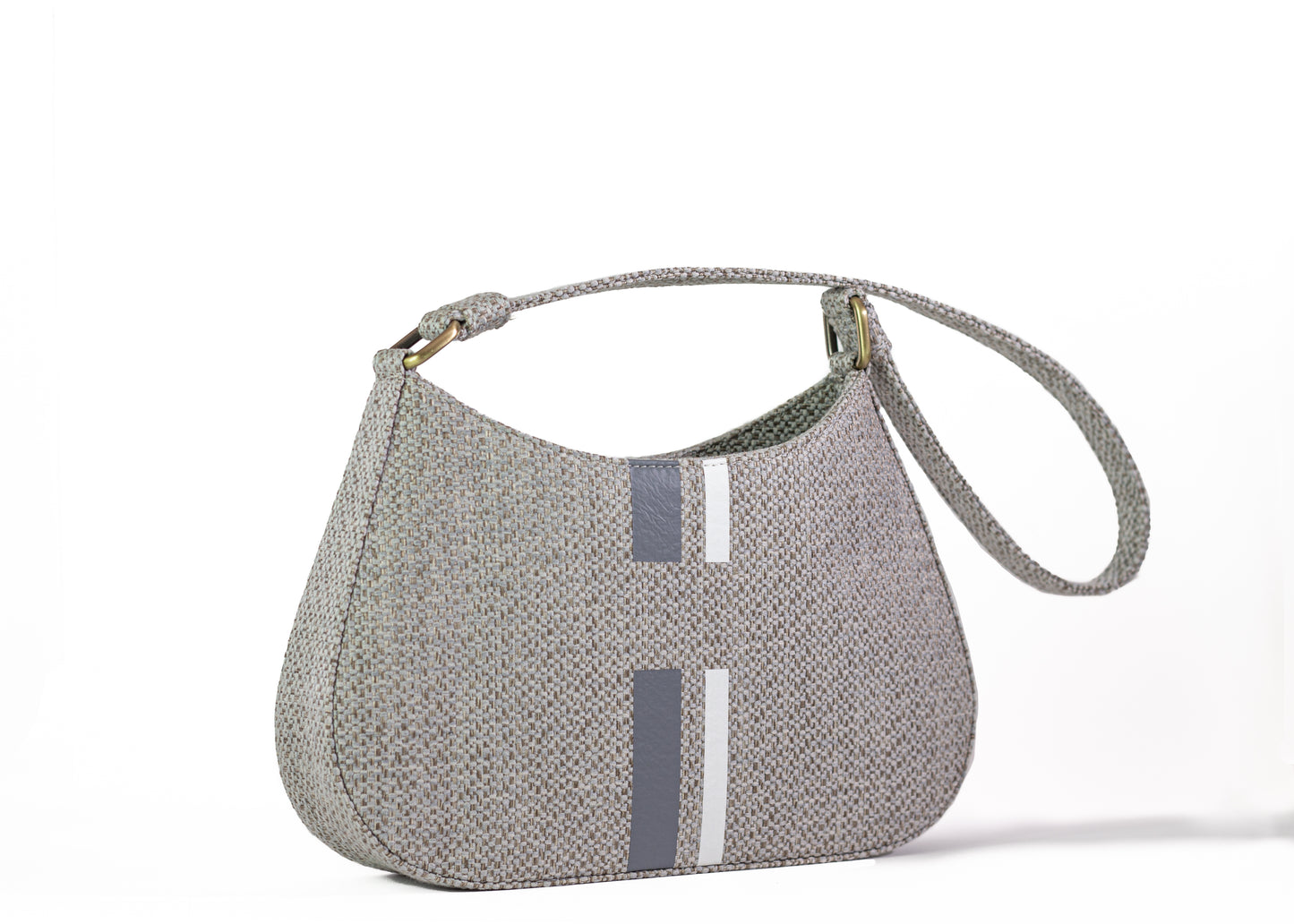 Blue Grey Tweed Baguette