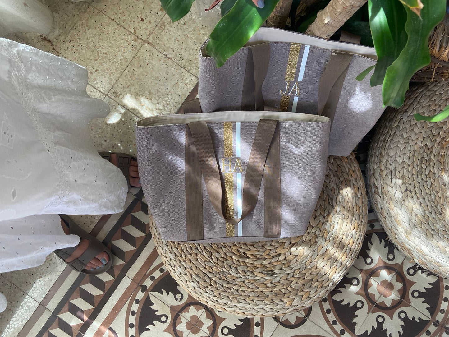 Beige Canvas Holiday Bag