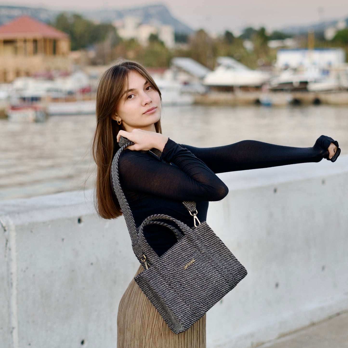 Black Jacquard Tote