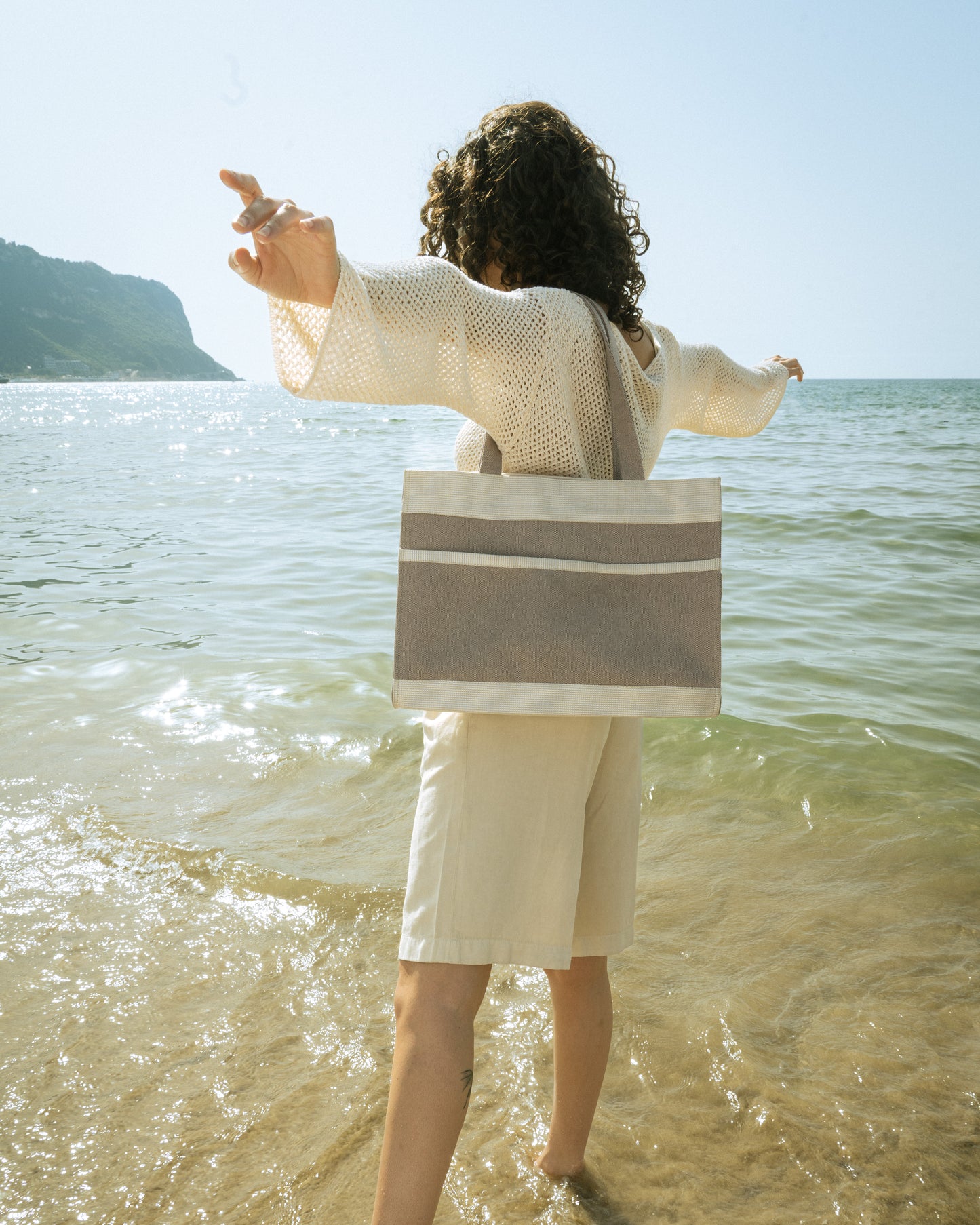 Beige Canvas Tote Bag