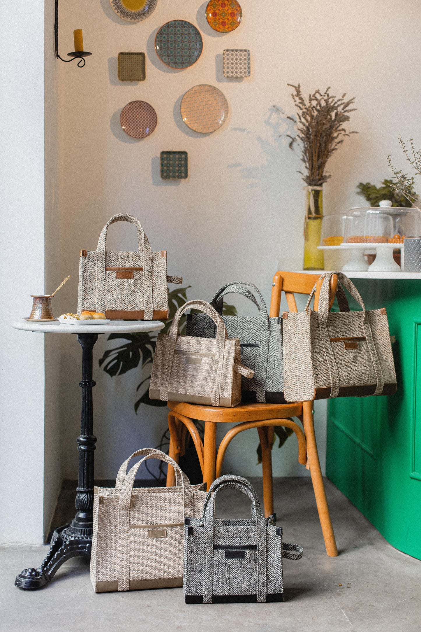 Brown Jacquard Tote