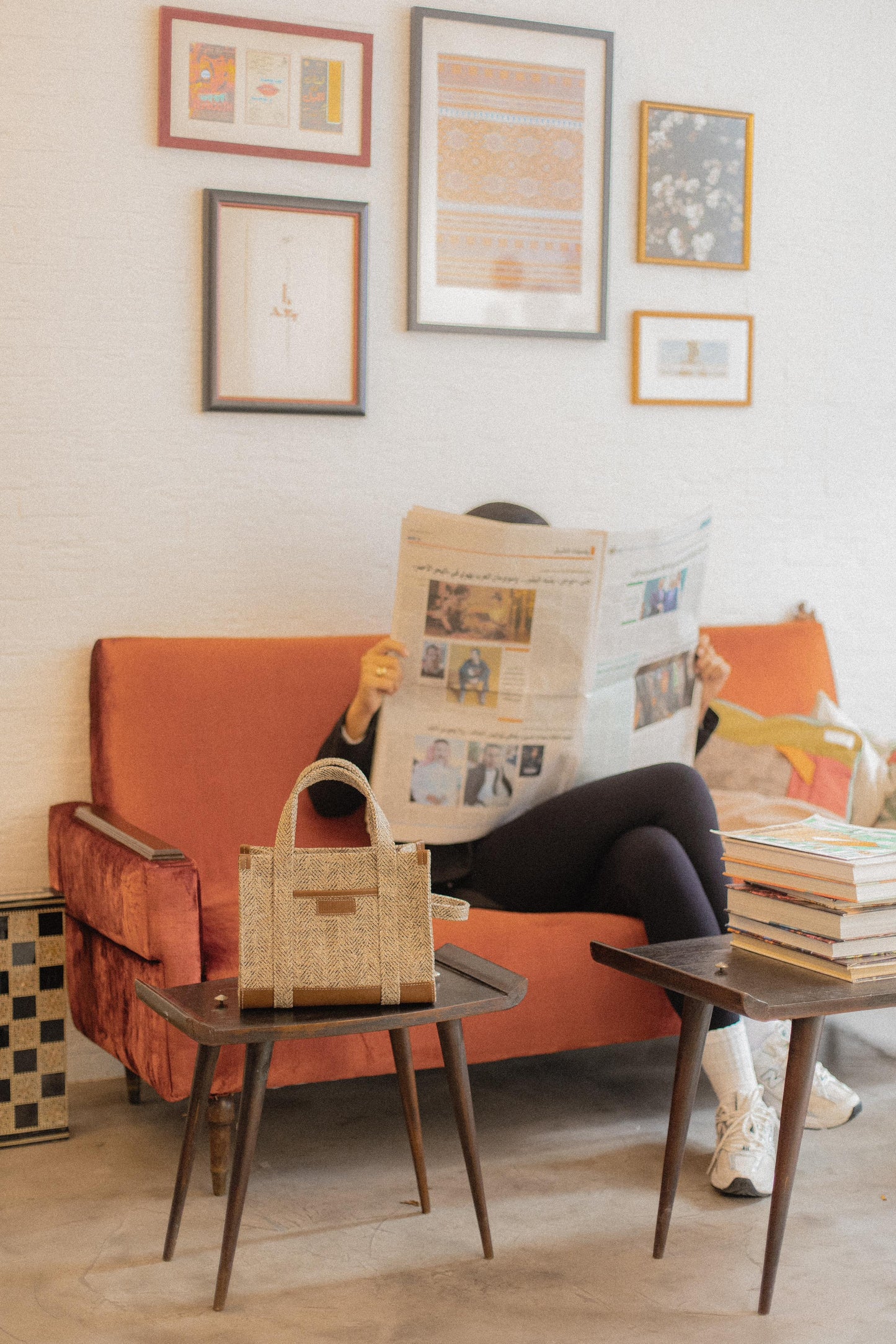 Brown Jacquard Tote