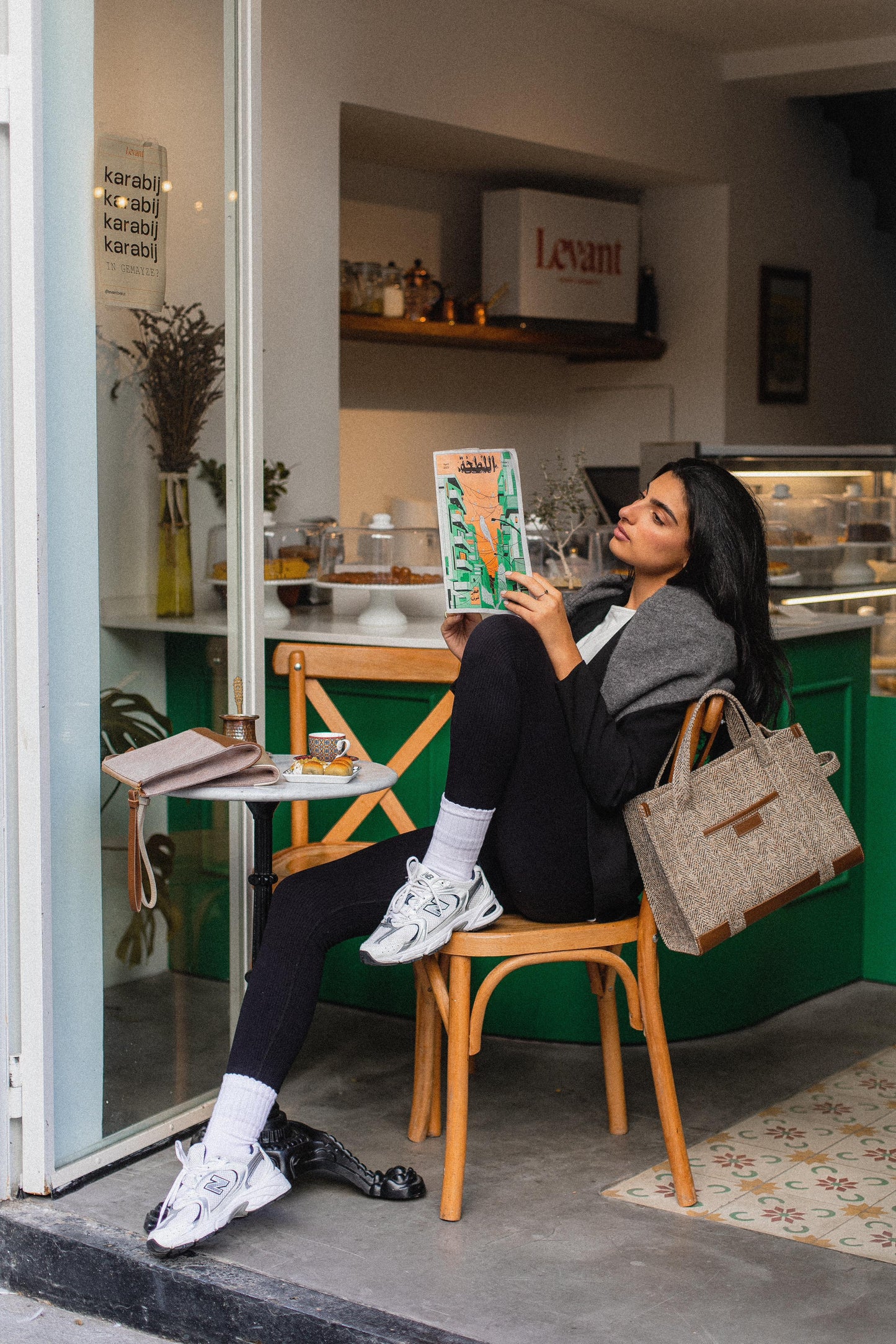 Brown Jacquard Tote