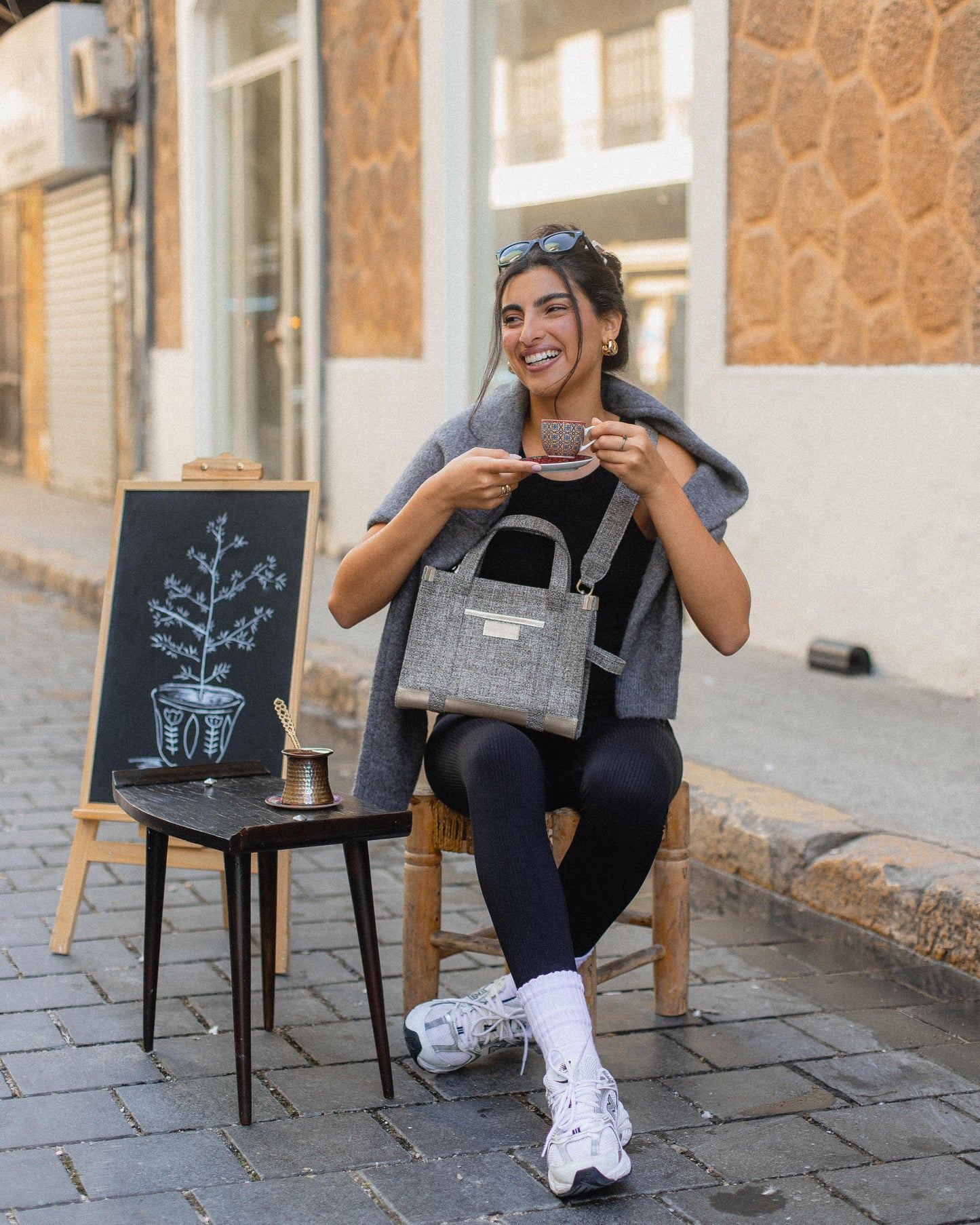 Grey Tweed Tote