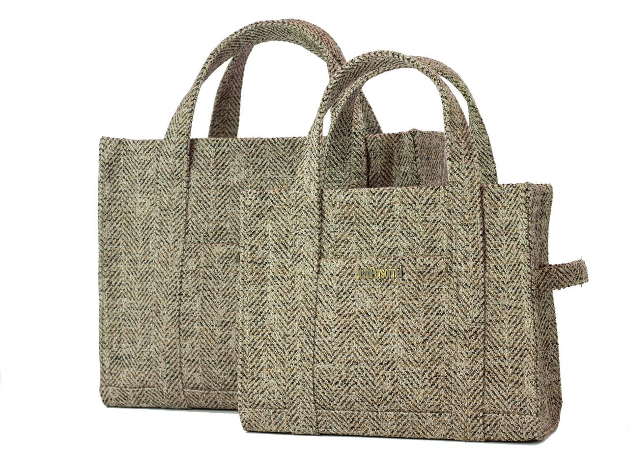 Brown Jacquard Tote