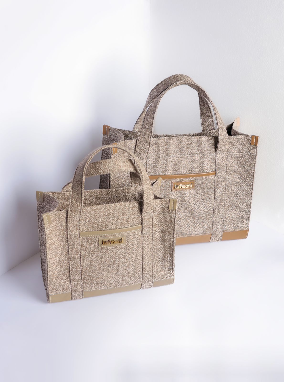 Greige Tweed Tote