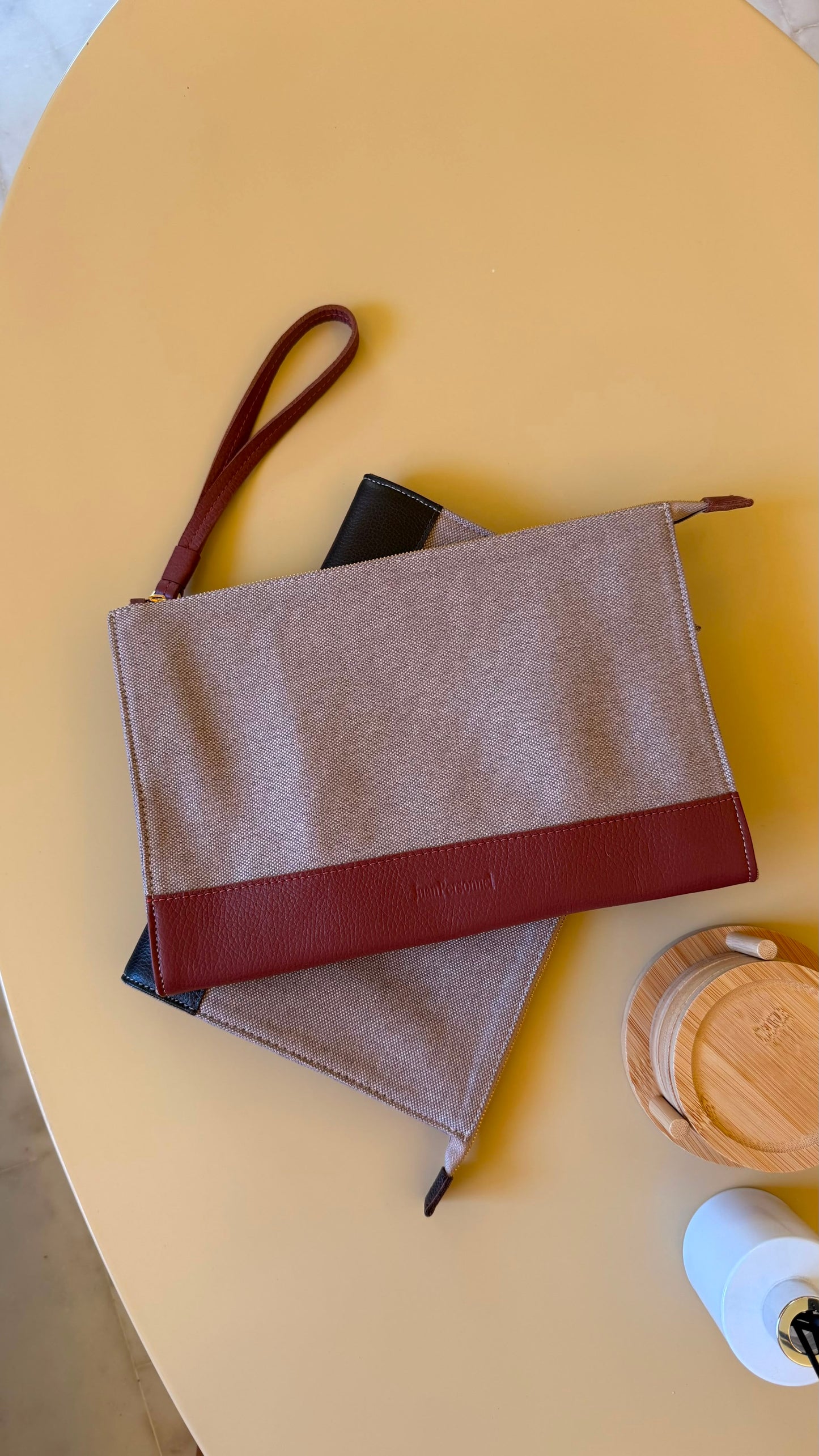 Beige Canvas Purse/ Mauve