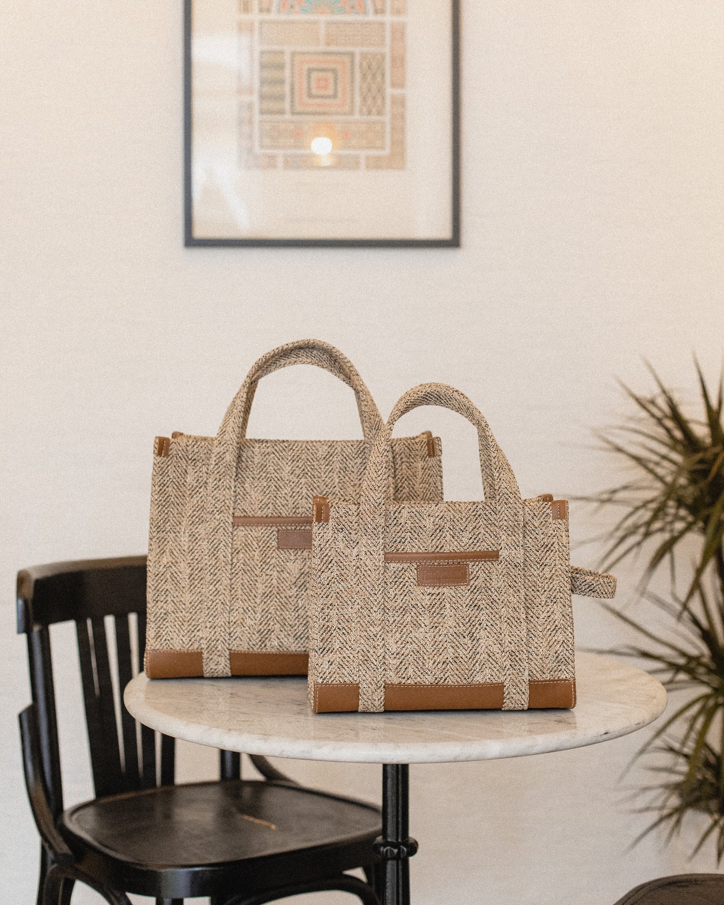 Brown Jacquard Tote